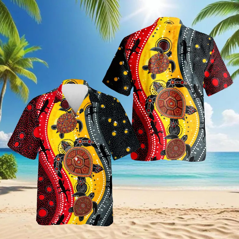 Aboriginal Turtle Hawaii Shirt Sea Ocean Beach Aloha Mens