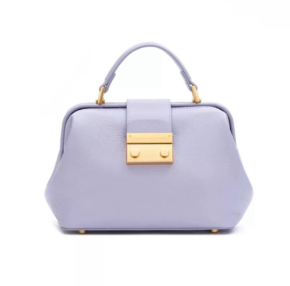 Brandon Blackwood Elizabeth Doctor Bag Purse Soft Purple Brass Hardware