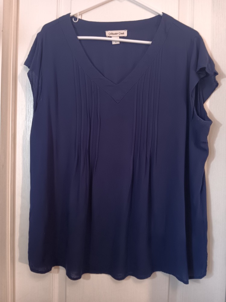Coldwater Creek Blue Women's  Sleeveless Blouse, Size L