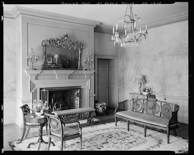 Photo:John's Island SC Fenwick Hall Plantation Interior Fireplace 1938