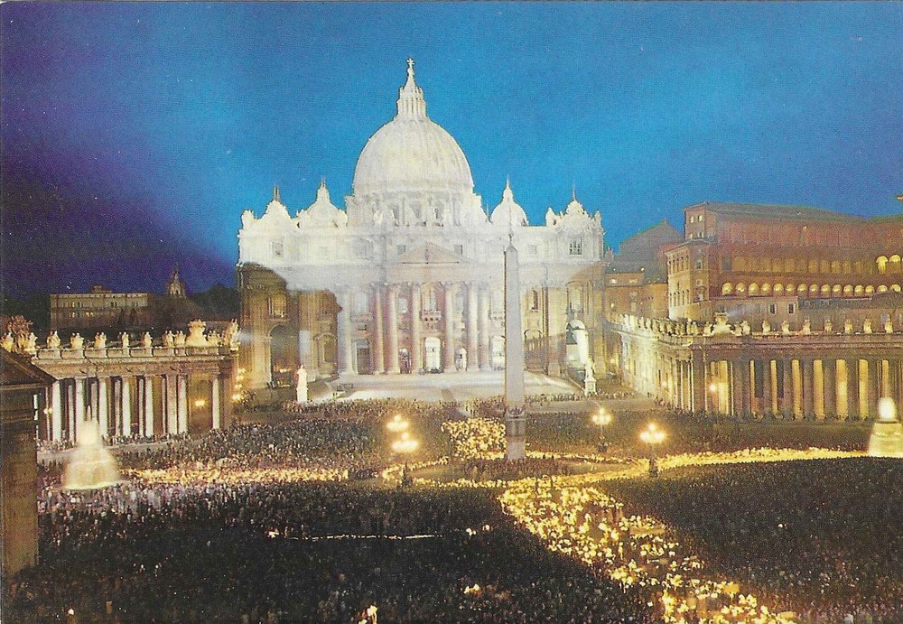 Vintage Italy Chrome Postcard Rome Roma St Peter's Square
