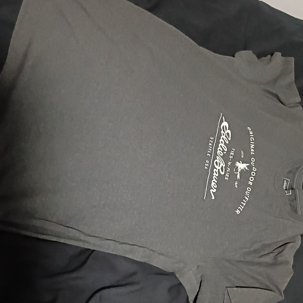 Eddie Bauer Men's Dark Gray Graphic Logo Crew Neck T-Shirt Size XL