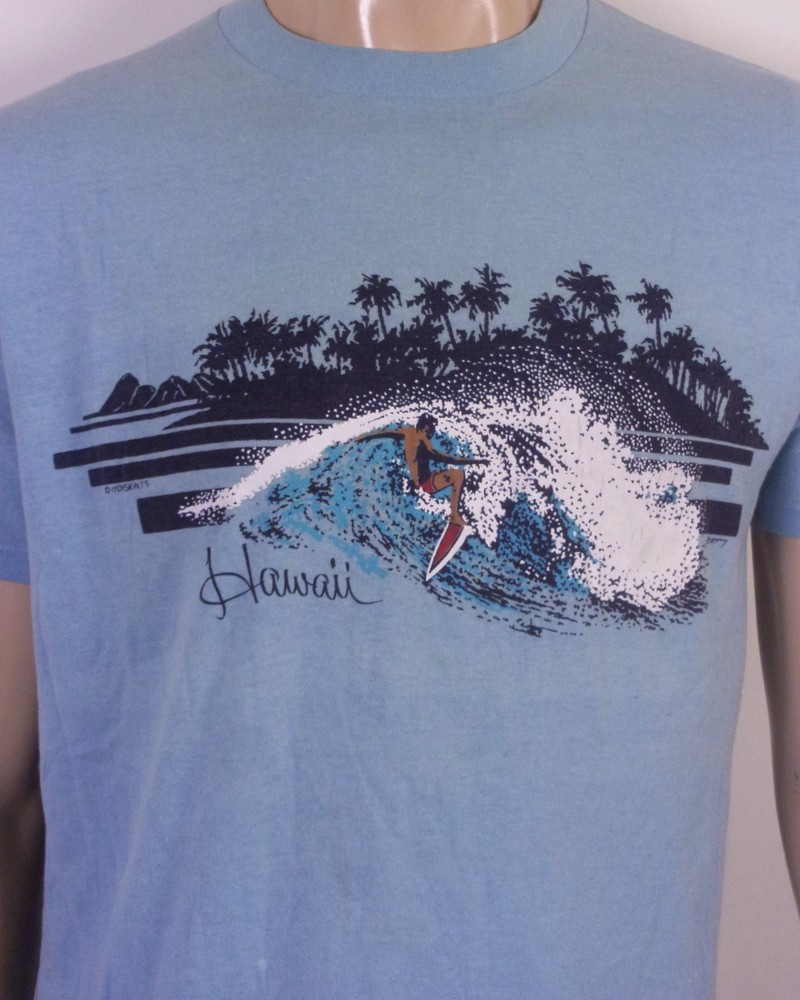 vintage 80s Design Tees Hawaii T-Shirt Surf USA single stitch soft thin SZ XL