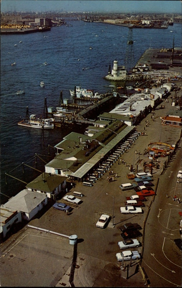 Long Beach California Pierpoint Landing Pier A aerial view ~ unused postcard