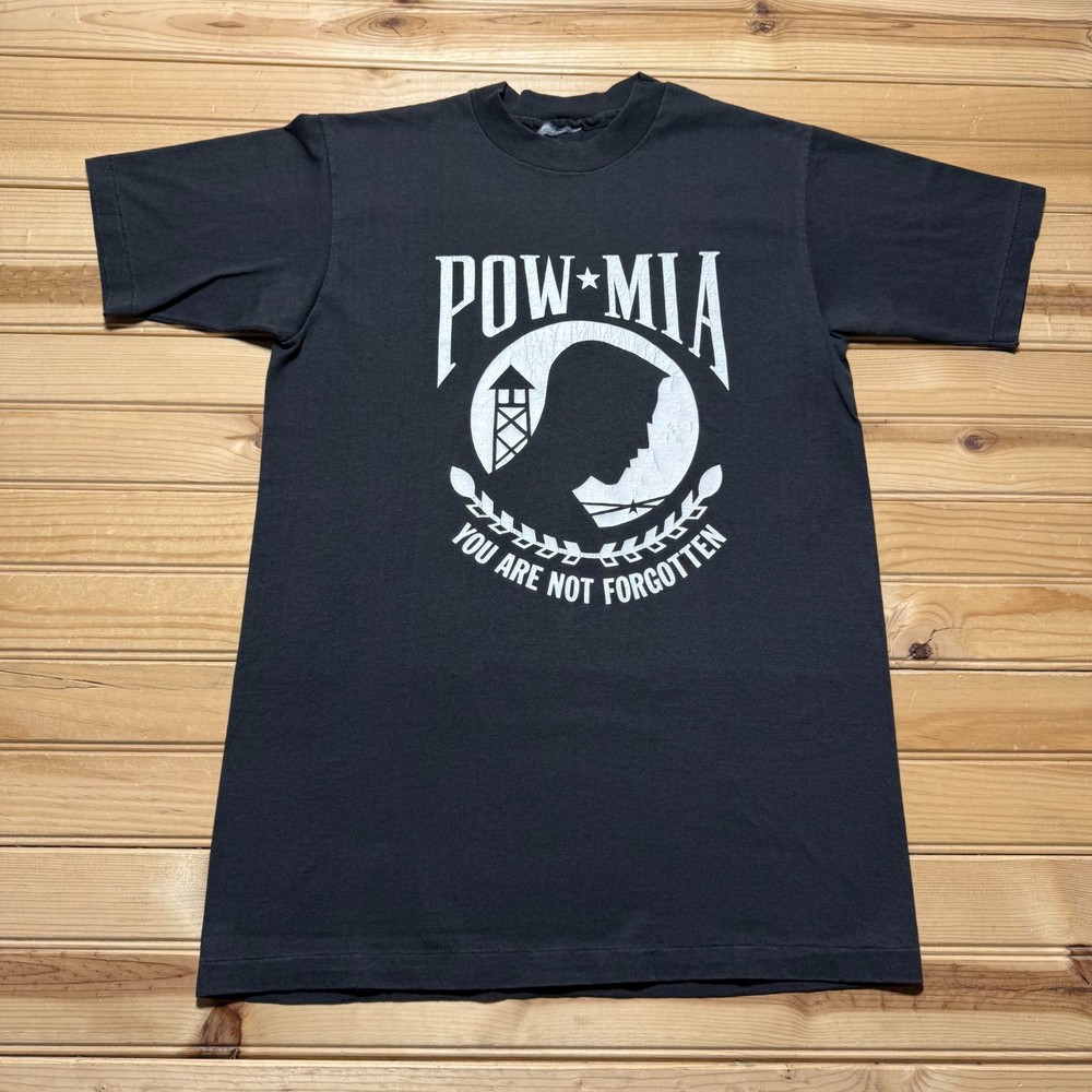 Vintage 90s POW MIA You Are Not Forgotten Military Veteran Graphic Shirt Medium