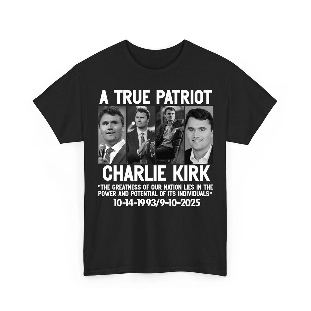 Charlie Kirk Shirt, True Patriot 1993-2025 Rip Memorial American Flag T-Shirt