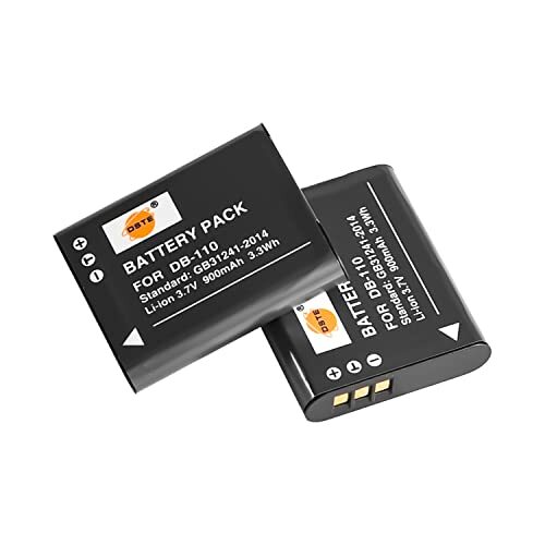 2-Pack DB-110 Battery with Ricoh GR III, GR IIIx, Theta X, WG-6, G900, G900 I...