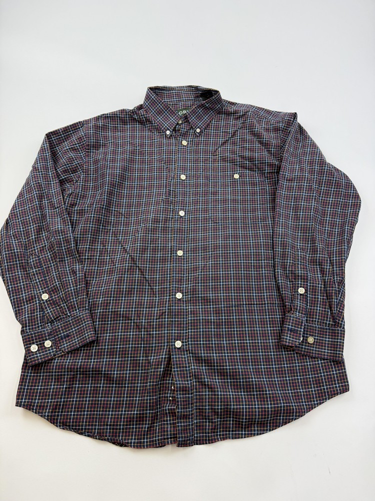 Orvis Shirt Mens XL Blue Plaid Long Sleeve Button Front Country Twill Casual