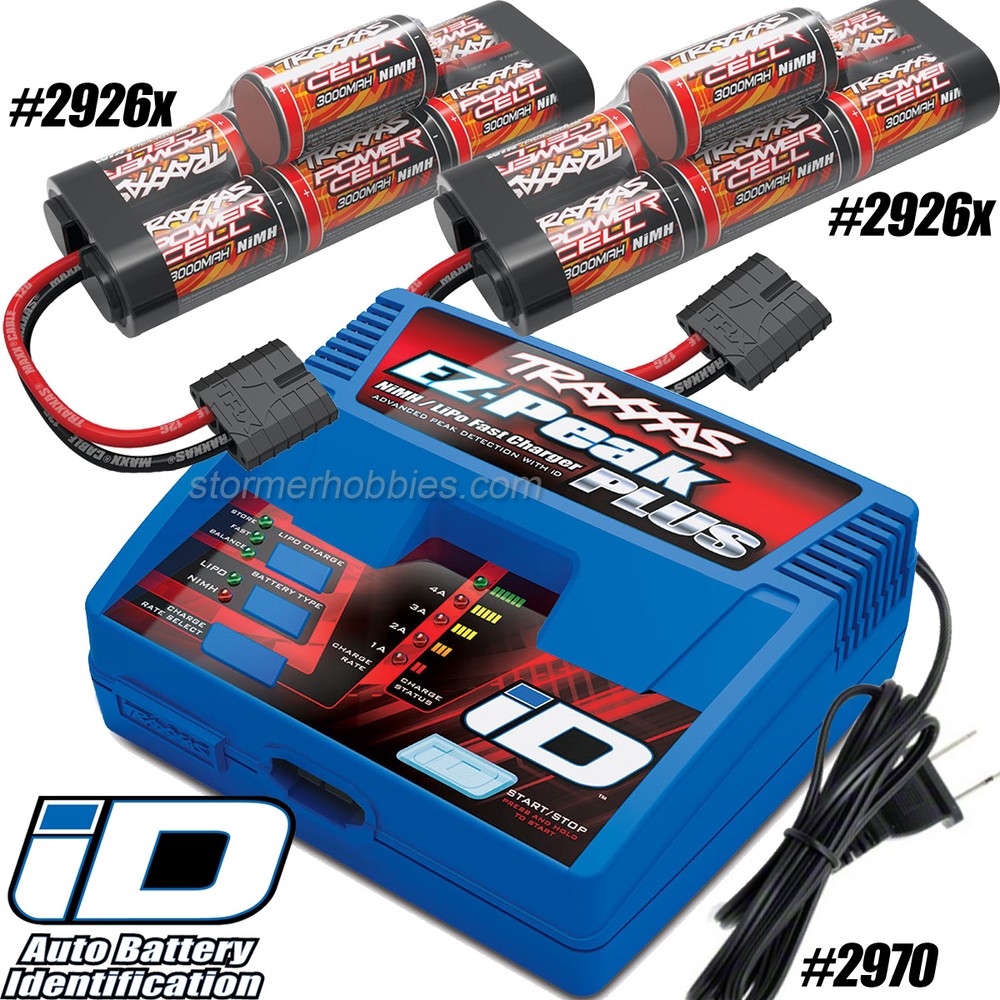 Traxxas EZ-Peak Plus iD Charger 2970 and (2) 2926X 8.4V 3000mAh NiMH Batterys