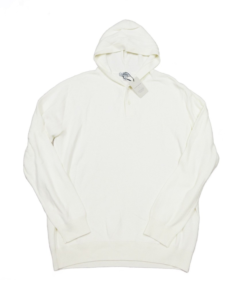 Peter Millar Men's Almond Ivory Hickory Henley Pullover Hoodie Sweater