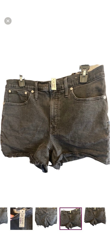 Madewell Relaxed Mid rise Denim Shorts in Black Size 31 W Raw Hem cut off style