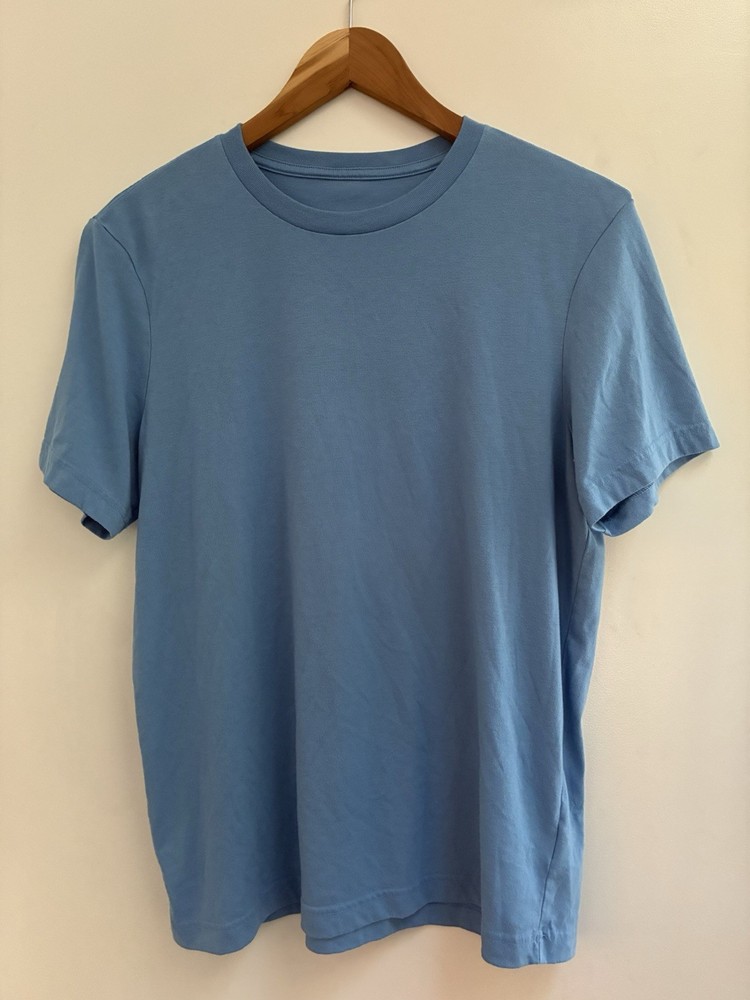 George Mens Solid Light Blue Polyester Blend Crewneck Short Sleeve Shirt M 38-40
