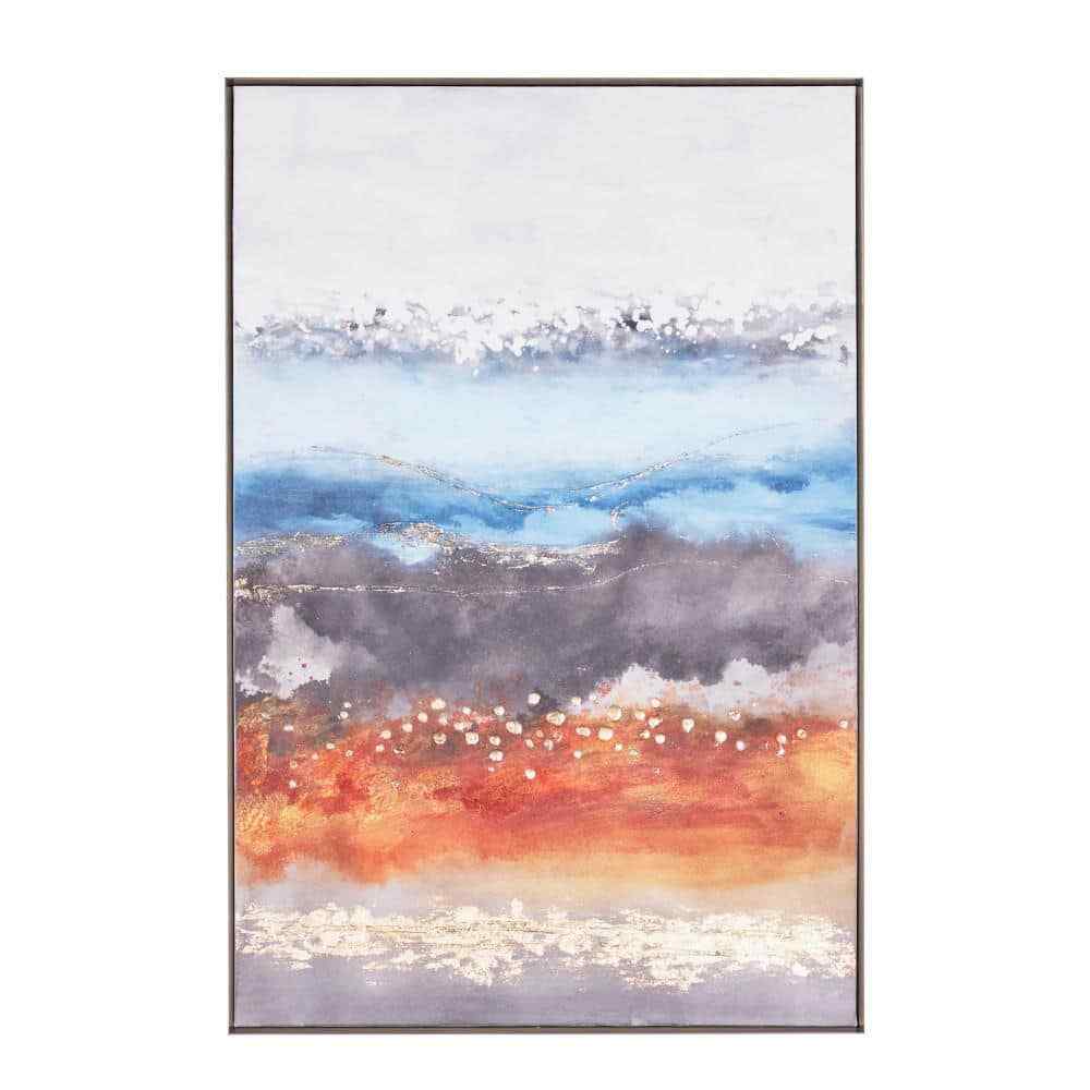 1- Panel Abstract Framed Wall Art with Gold Frame 47 in. x 32 in.-image