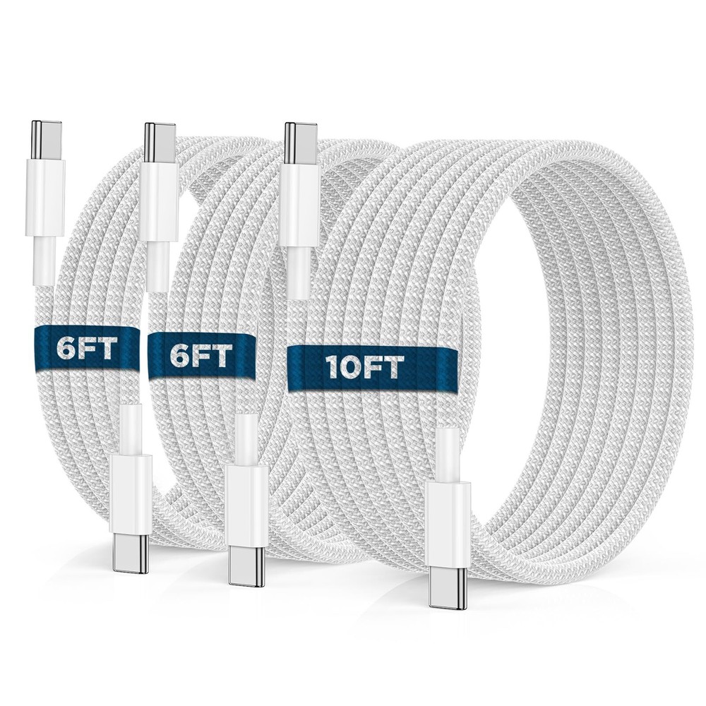 UCALMA USB C to USB C Cable 6FT+6FT+10FT 3Pack 60W Long iPhone 15 Charger Cor...