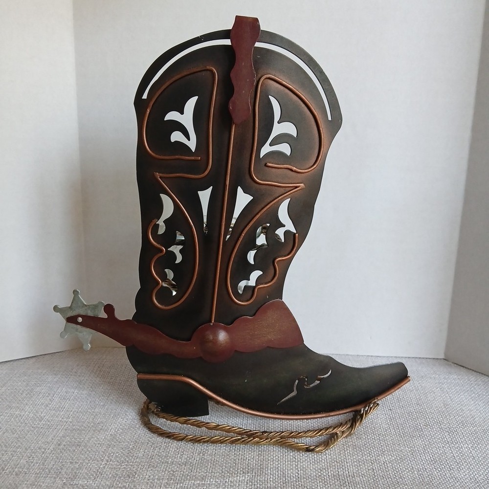 Rustic Metal  Western Cowboy Boot Tea Light Candle Holder Cabin Garden Decor 9