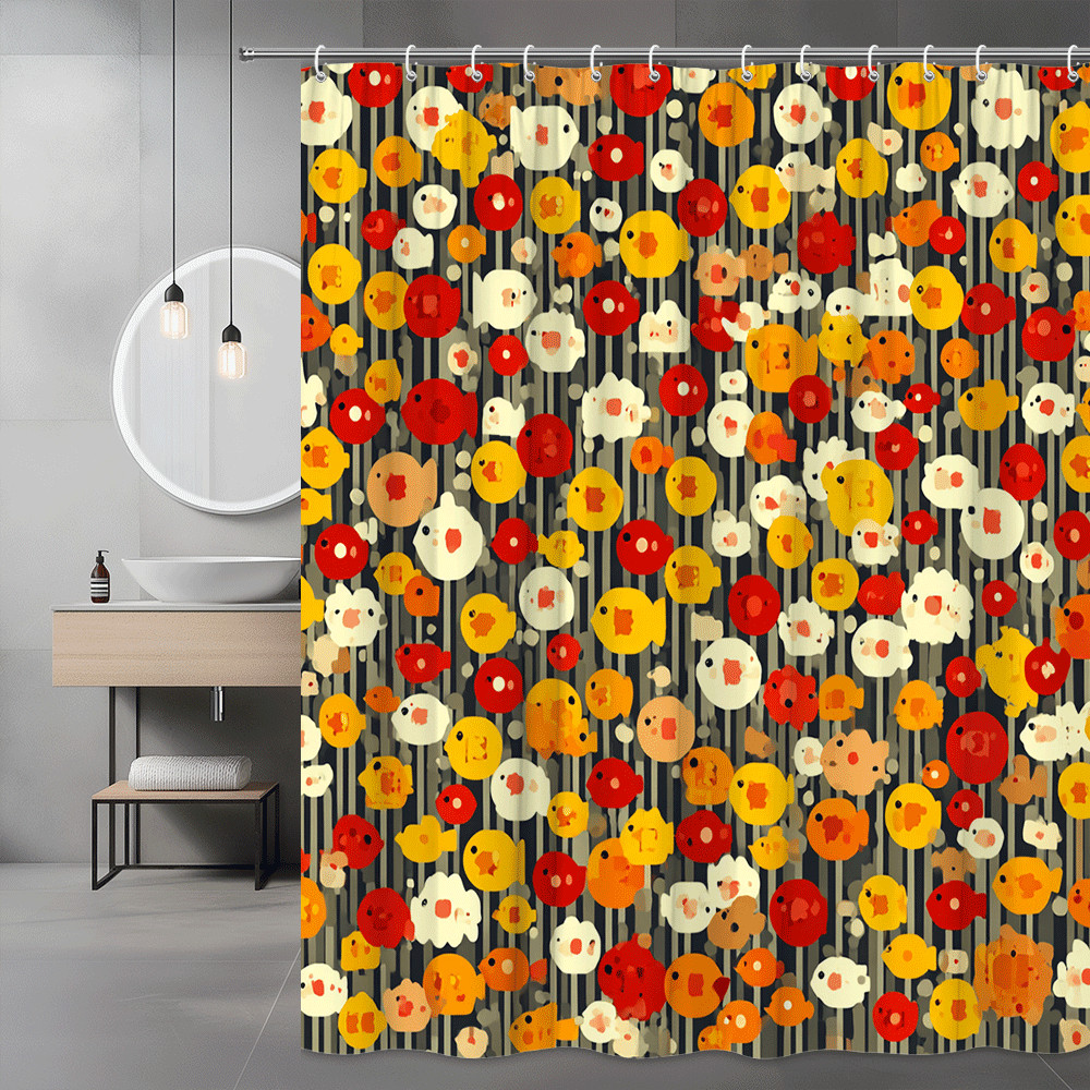 Abstract Floral Shower Curtain Orange Red Yellow Pattern