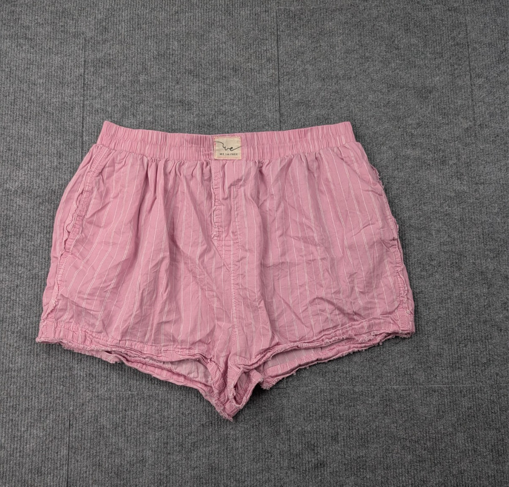 Intimately Free People Shorts Womens Medium Cotton Boxer Striped Distressed Y2K