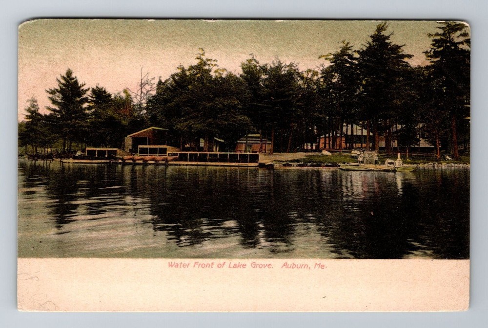 Auburn ME-Maine, Water Front Of Lake Grove, Antique Vintage Souvenir Postcard