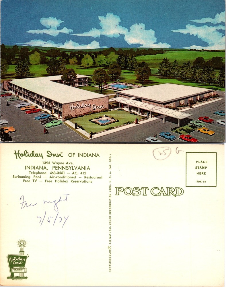 Holiday Inn Aerial View Indiana Pennsylvania Postcard