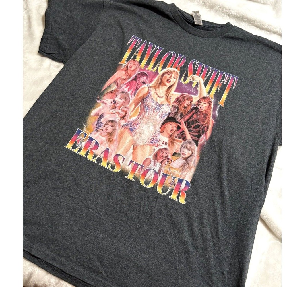 Taylor Swift Eras Tour Graphic Tee XL Dark Gray Unisex Shirt Gildan Cotton