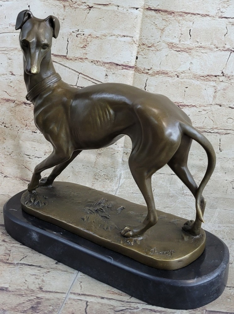 Greyhound Sighthound Bronze Marble Art Deco Statue Hot Cast Figurine