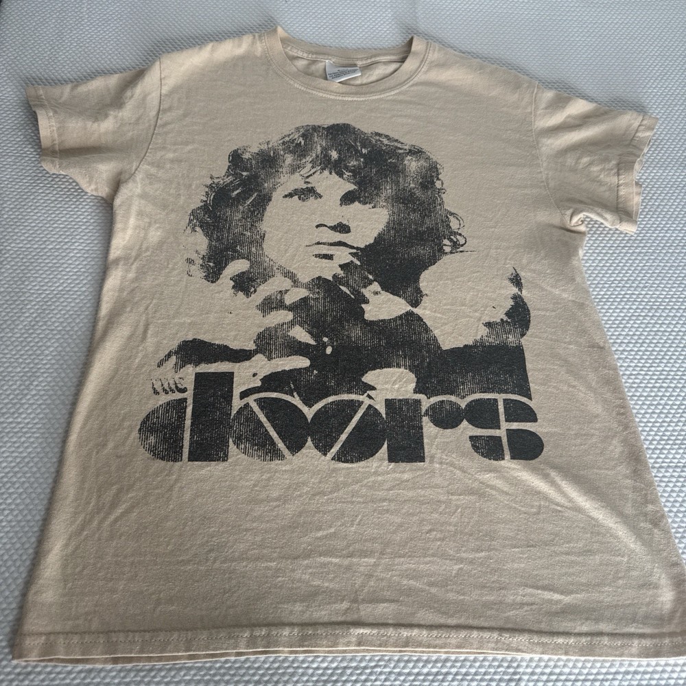 The Doors Break On Through T-Shirt Jim Morrison Band Graphic Tee Sand Beige Sml.