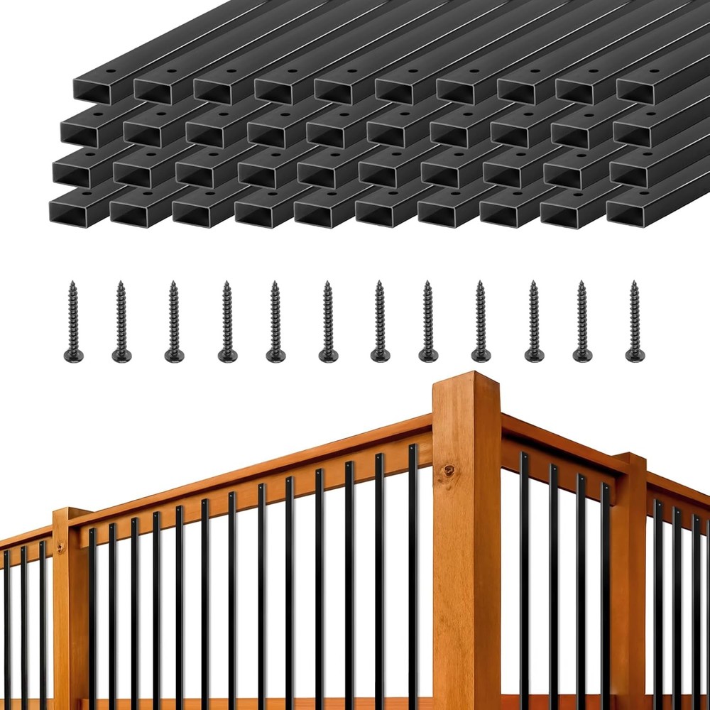 36-Inch Black Metal Deck Balusters for Stair Railings and Indoor Use