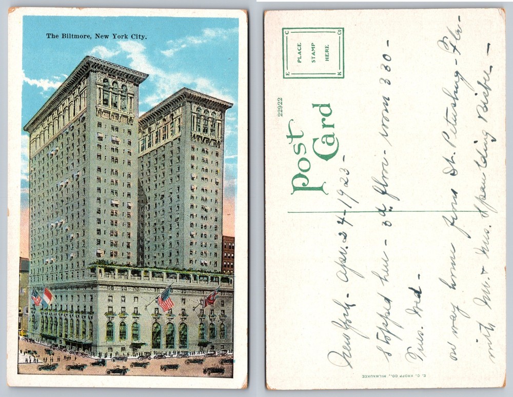 The Biltmore New York City Hotel Postcard