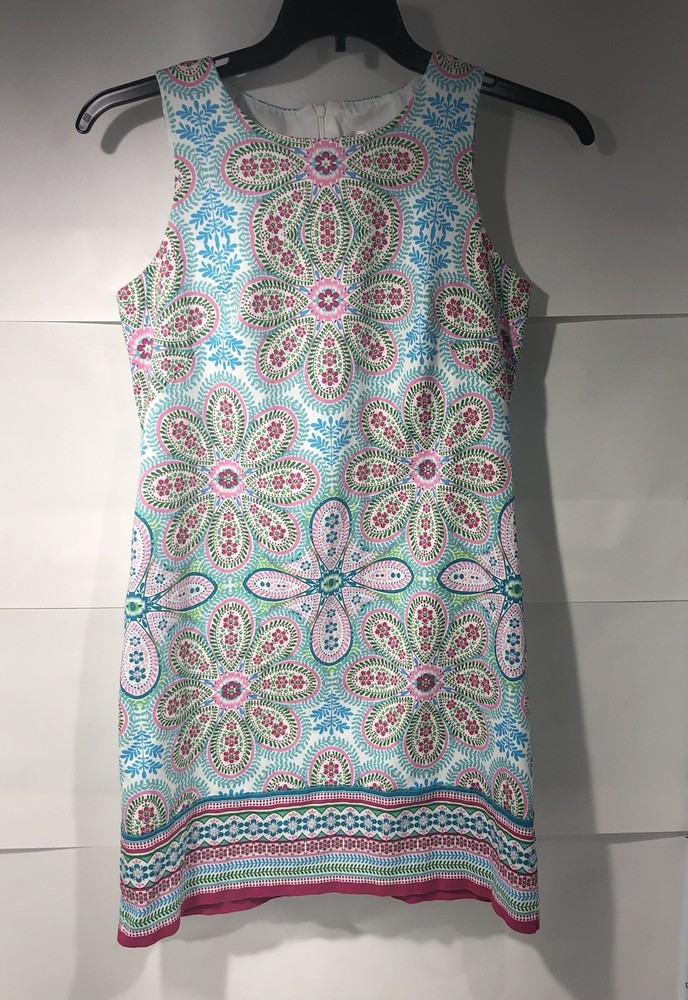 London Times Sheath Dress Womens Size 10 Sleeveless Colorful Career Knee Length