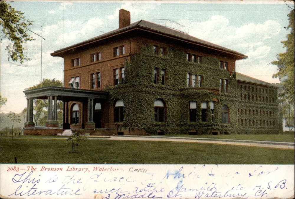 Bronson Library Waterbury Connecticut ~ 1906 UDB vintage postcard
