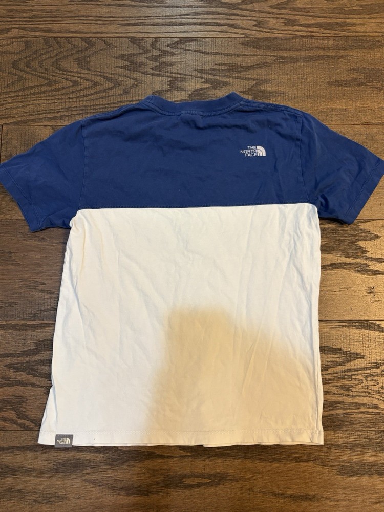 Boys L Large The North Face Short Sleeve T-Shirt Blue Logo Crew Neck Tee Shirt L