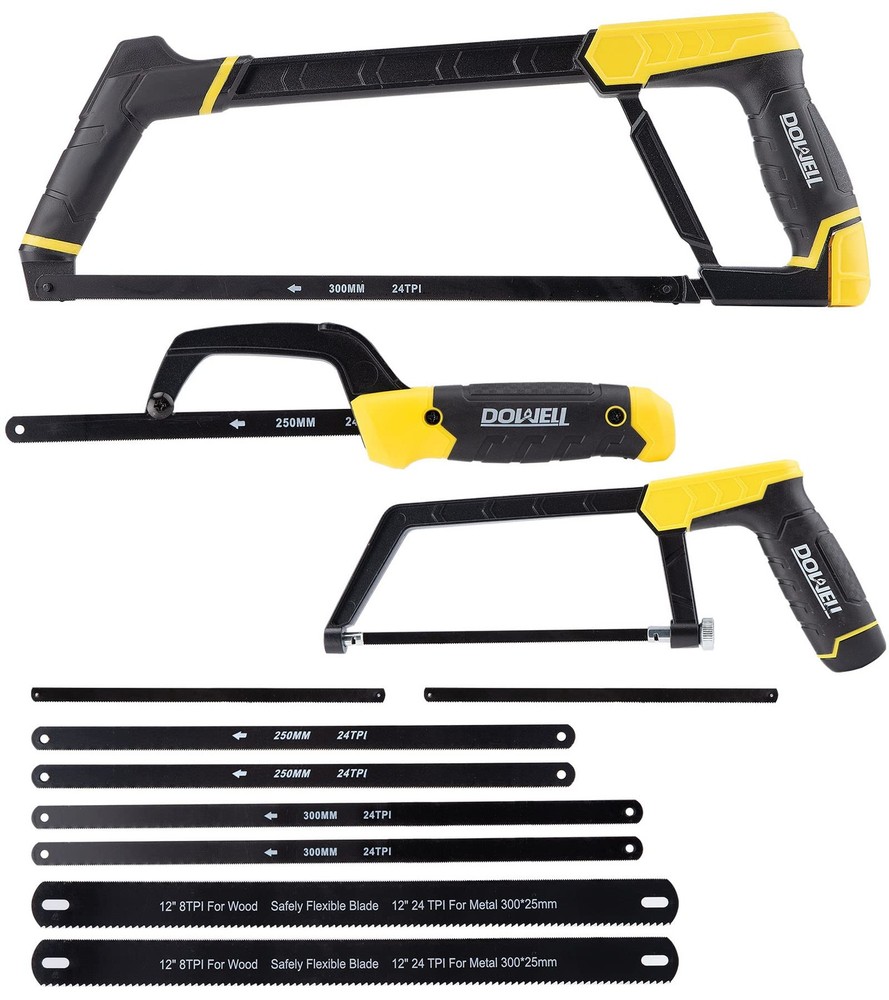 Hacksaw Frame Set Heavy Duty 12 10 6 inch Mini Hand Saw 8 Extra Blades