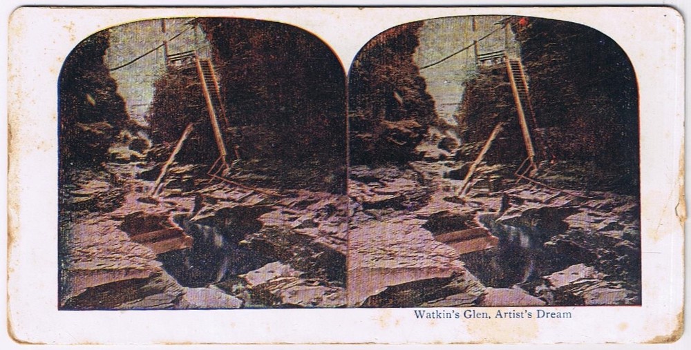 Stereo View Card Stereograph Watkins Glen Artist's Dream, New York