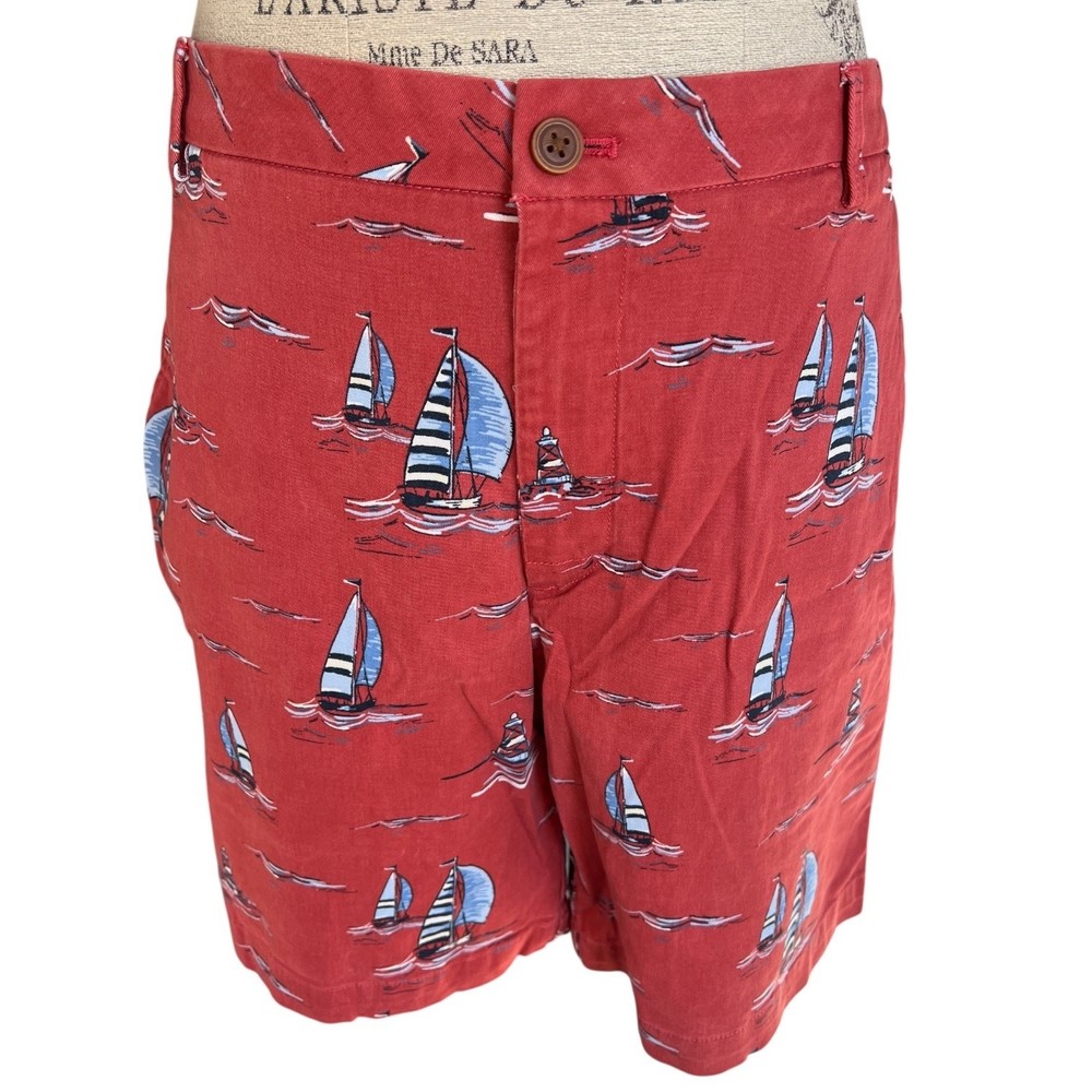 IZOD Saltwater Men’s Sailboat Print Shorts 36 Cotton Stretch