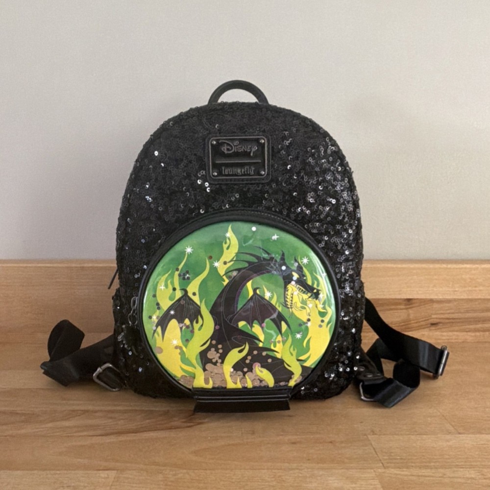 Loungefly Disney Maleficent Mini Backpack Black Green Sequin