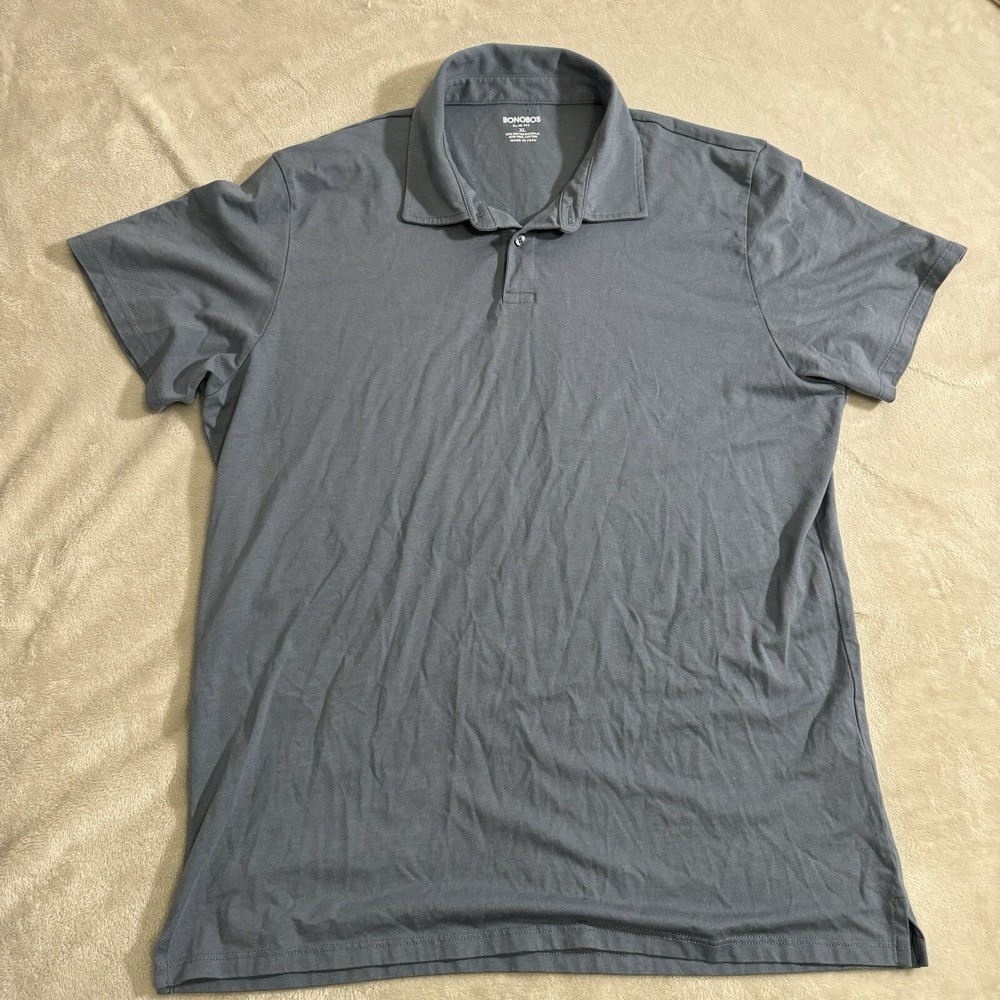Bonobos Polo Shirt Mens XL Slim Fit DryTex Blue Short Sleeve Golf Preppy