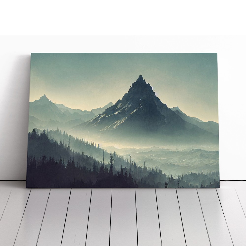 Excellent Winter Mountains Canvas Wall Art Print Framed Picture Dining Room