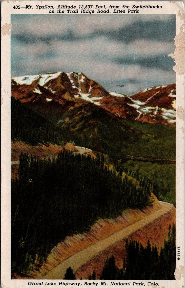 1946 Mt Ypsilon Estes Park CO Rocky Mountain Trail Ridge Road Postcard