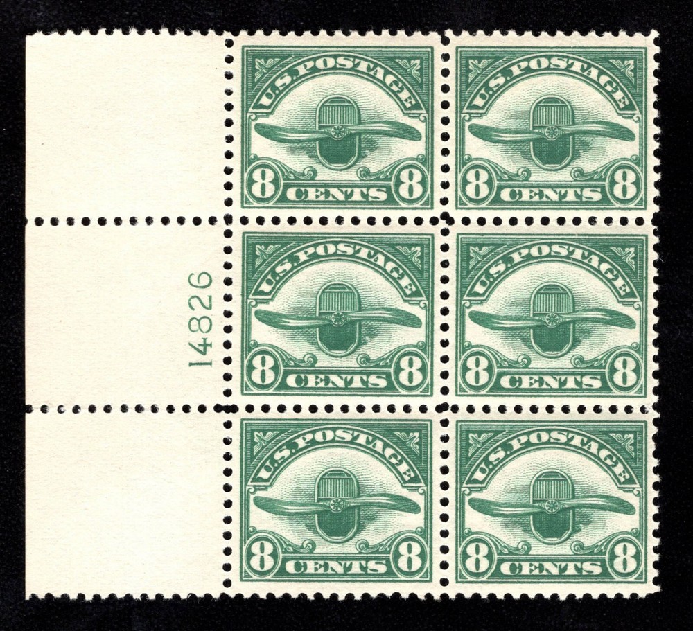 MOMEN US Stamps C4 Plate Block of 6 Mint OG NH VF+ #92707