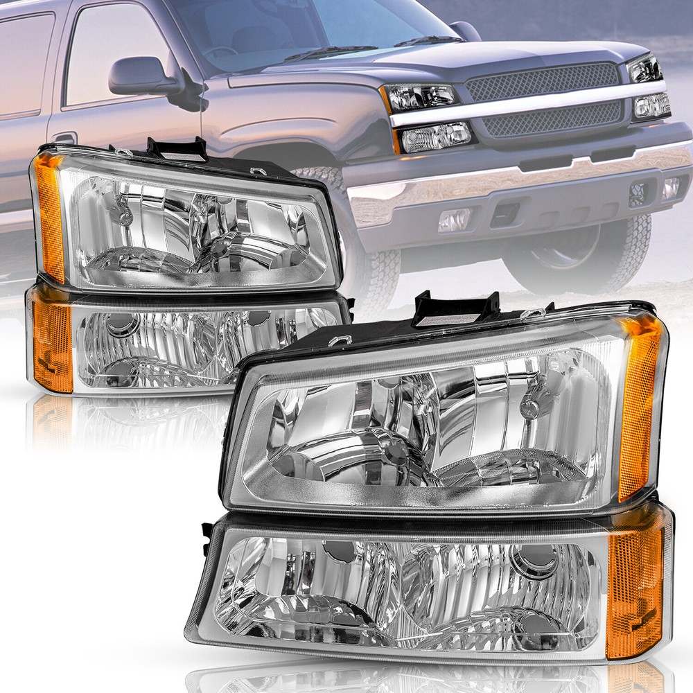 For 2003-2006 Chevy Chevrolet Silverado Avalanche 1500 Headlights Headlamp 03-06
