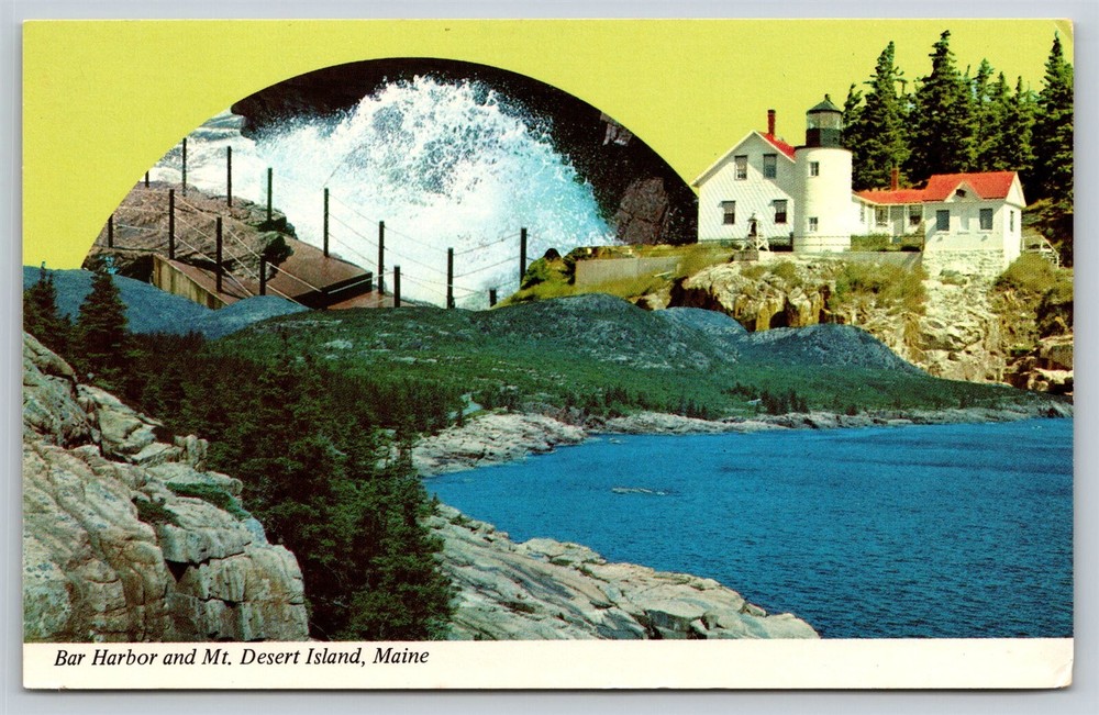 Maine Mt. Desert Island Bar Harbor Lighthouse Postcard, C5