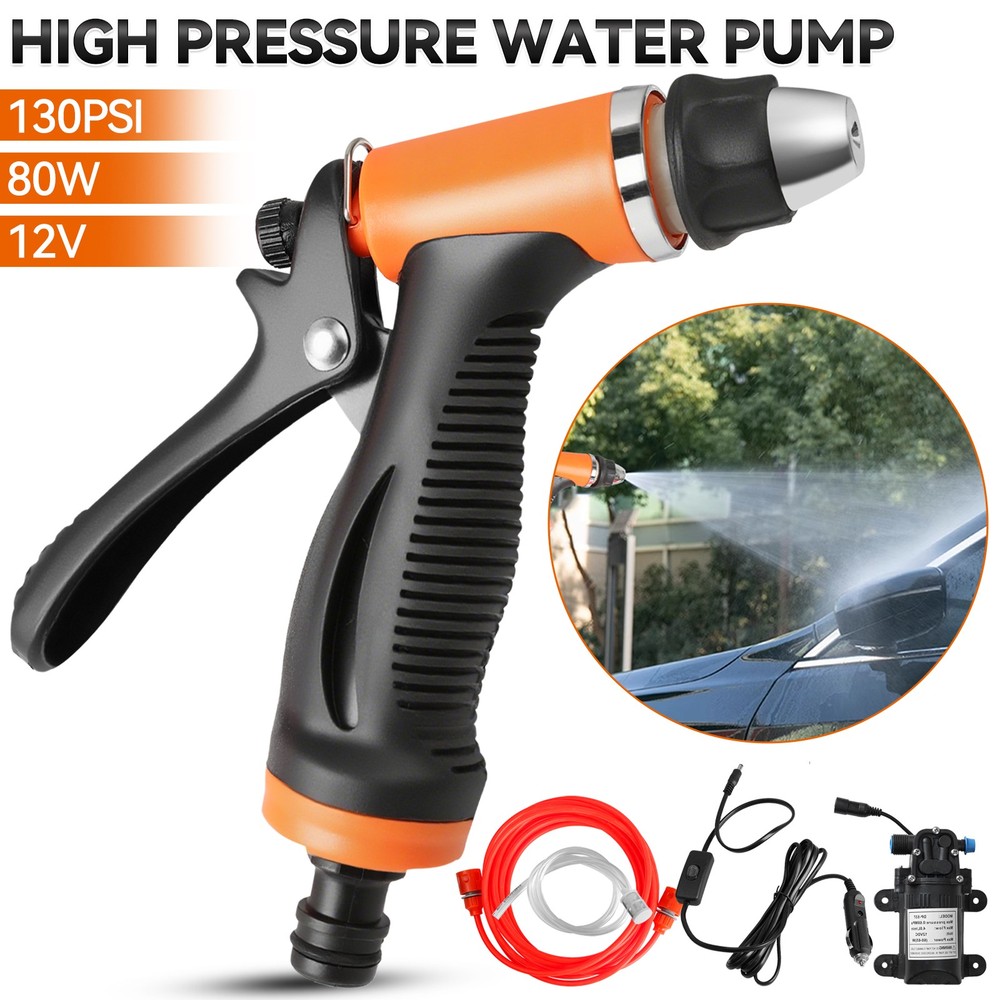 12V  130PSI  Washdown Wash Pump Kit Electric DIY Car Washer Cleaner Sprayer Tool