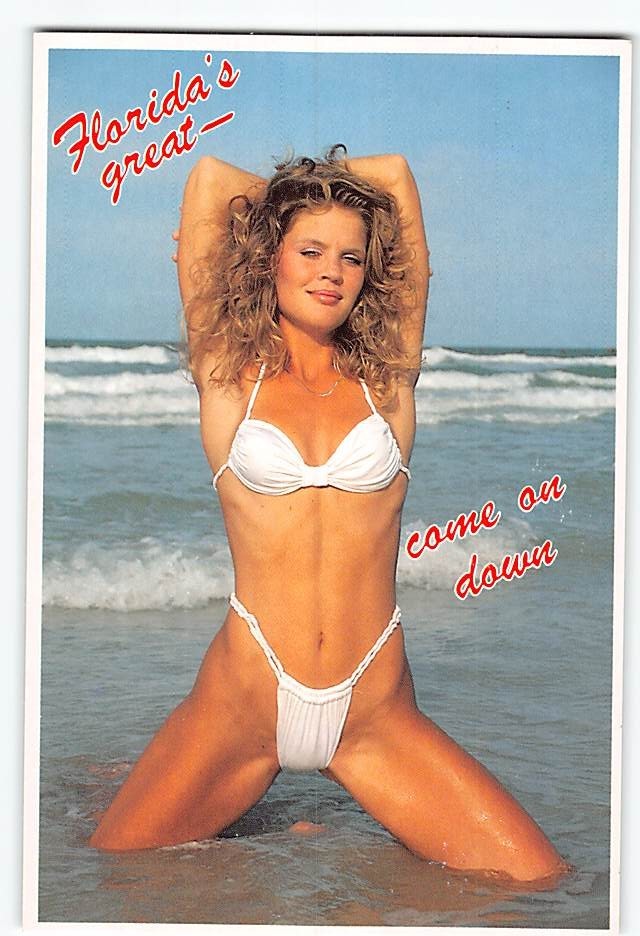 Postcard Woman in a Bikini at the Beach in Florida USA