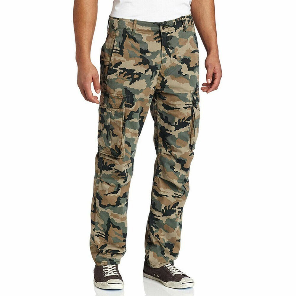 Levis Strauss Cargo Twill Pants Mens Ace Relaxed Fit Green Combat Camo 29X32 NWT-image
