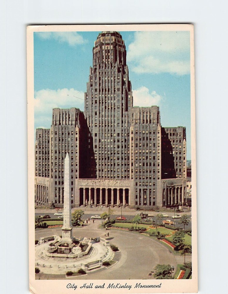 Postcard City Hall and McKinley Monument Buffalo New York Civic Center USA