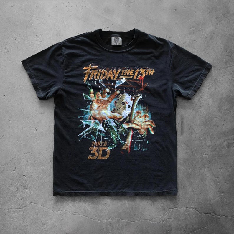 Friday the 13th Graphic Tee, Vintage Horror Movie Shirt, Black Retro Slasher
