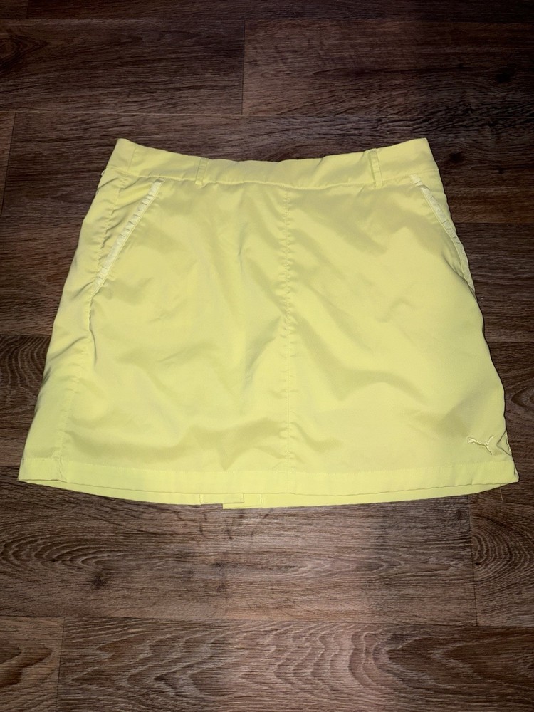 PUMA Women’s Yellow Athletic Skort Golf/Tennis Pockets Stretch Size 12