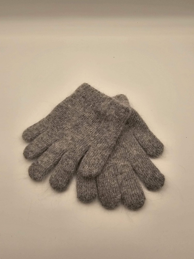 Angora Grey Stretchy Gloves Kids