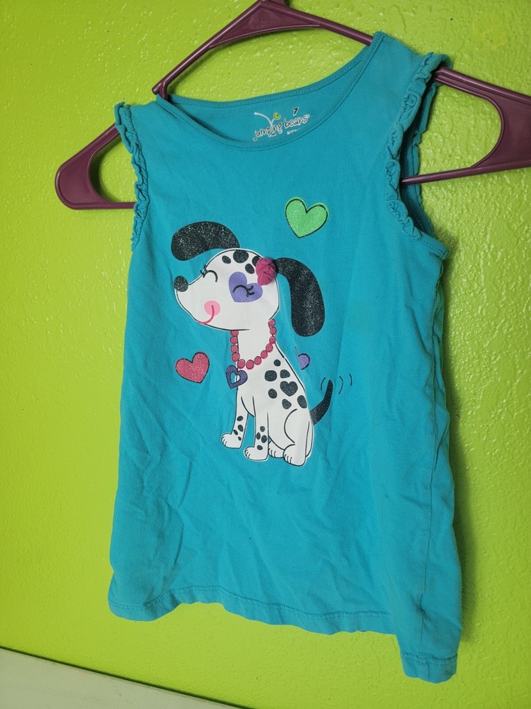 Jumping Beans Kidd Youth Size 7 Tank Top Dalmatian Puppy Dog Blue