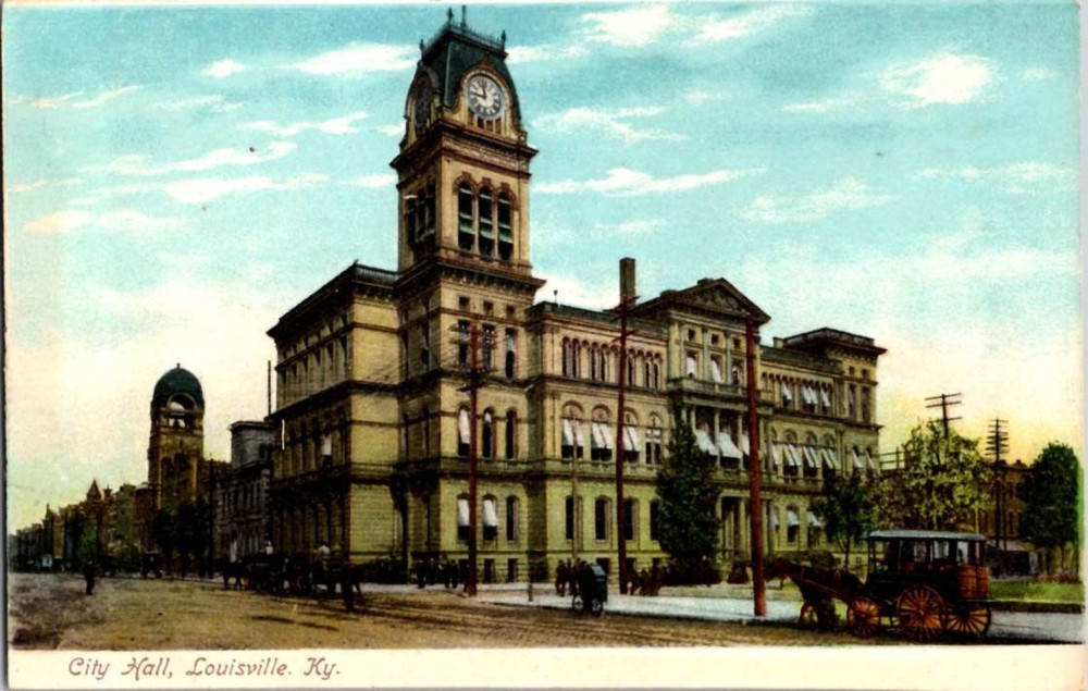 Divided Back CITY HALL SCENE Louisville Kentucky KY m/14 BJ8458